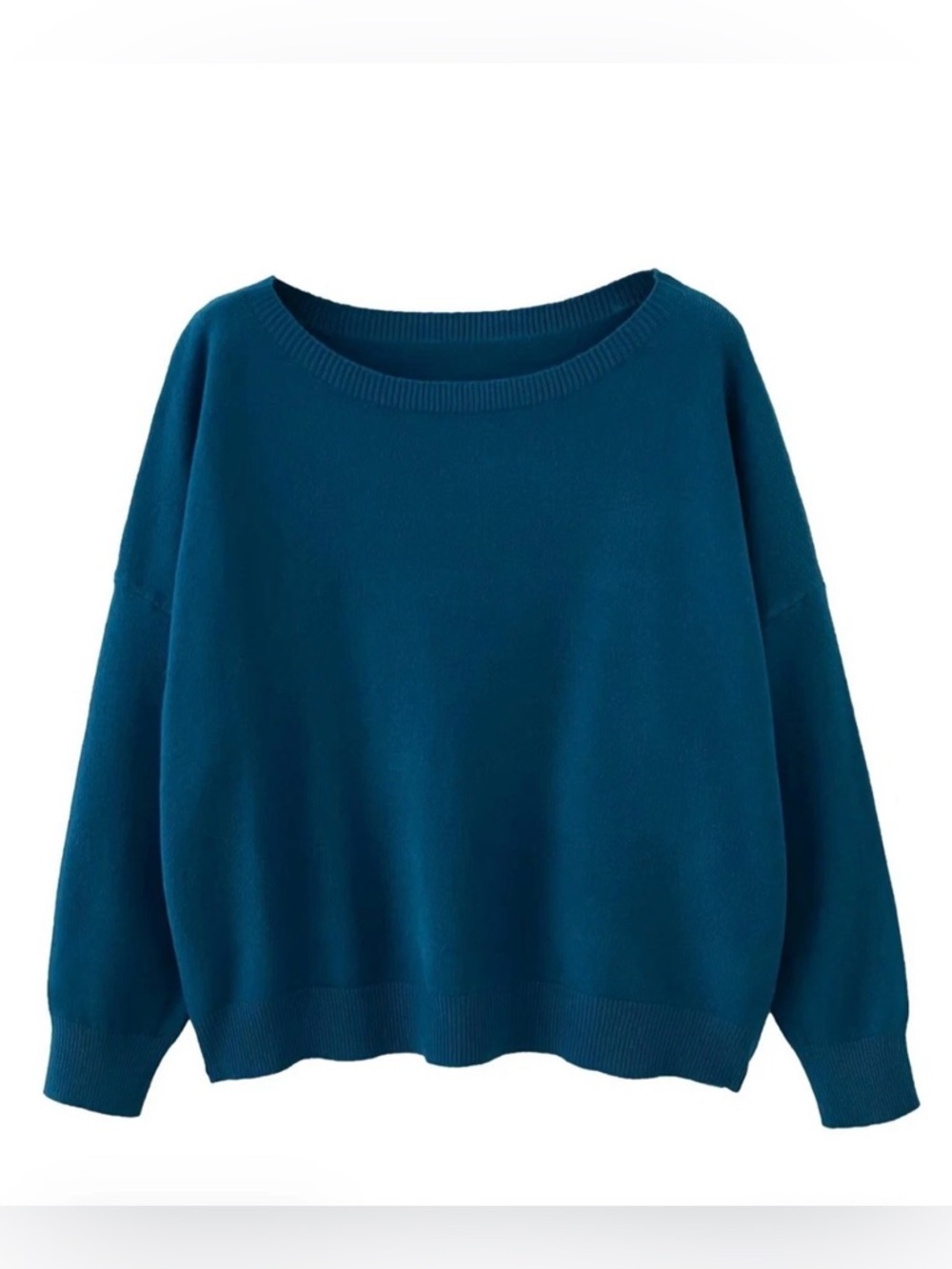 NWOT~ Women’s Drop Shoulder Boat Neck Sweater~Dark Teal~ M